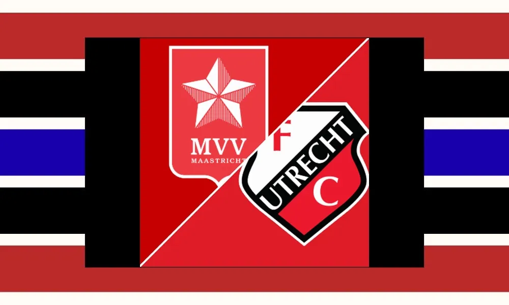 Aksi pemain MVV Maastricht dan Jong Utrecht dalam laga Keuken Kampioen Divisie