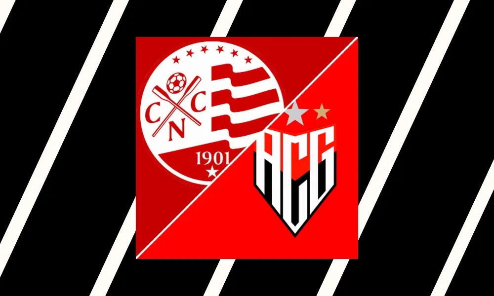 Aksi pemain Nautico berduel dengan pemain Atletico-GO di Estadio dos Aflitos