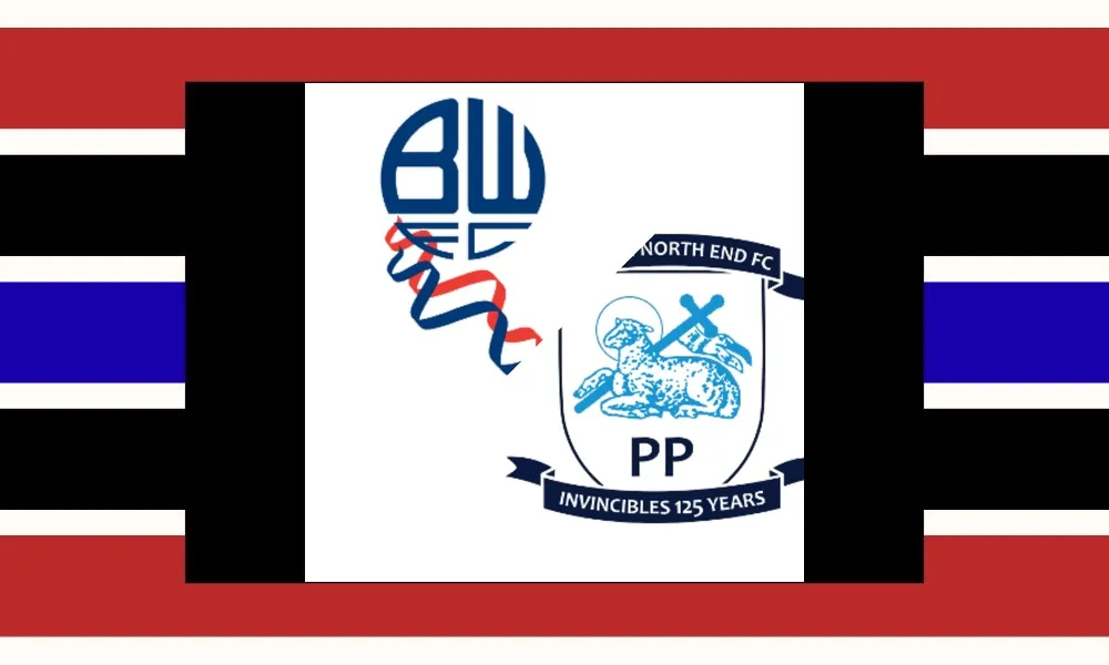 Ilustrasi pertandingan Bolton Wanderers vs Preston North End di EFL Championship dengan latar stadion