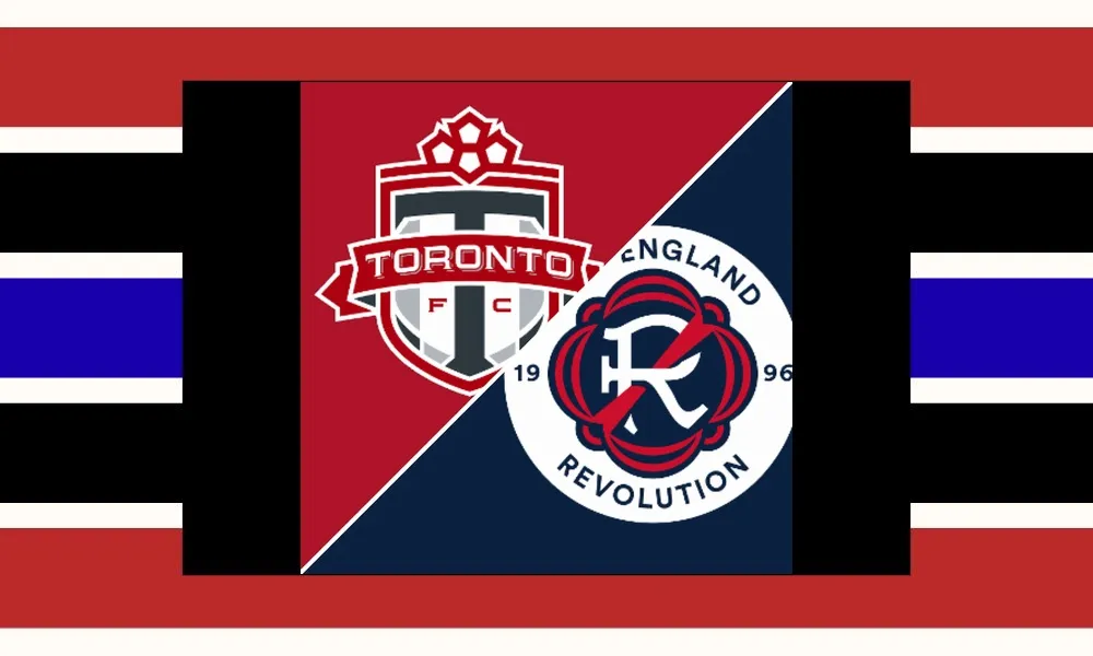 Ilustrasi pertandingan Toronto FC vs New England Revolution di MLS dengan suasana stadion BMO Field
