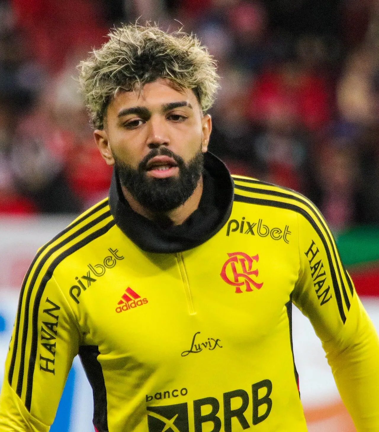 Penyerang asal Brasil Gabriel Barbosa saat merayakan gol di lapangan