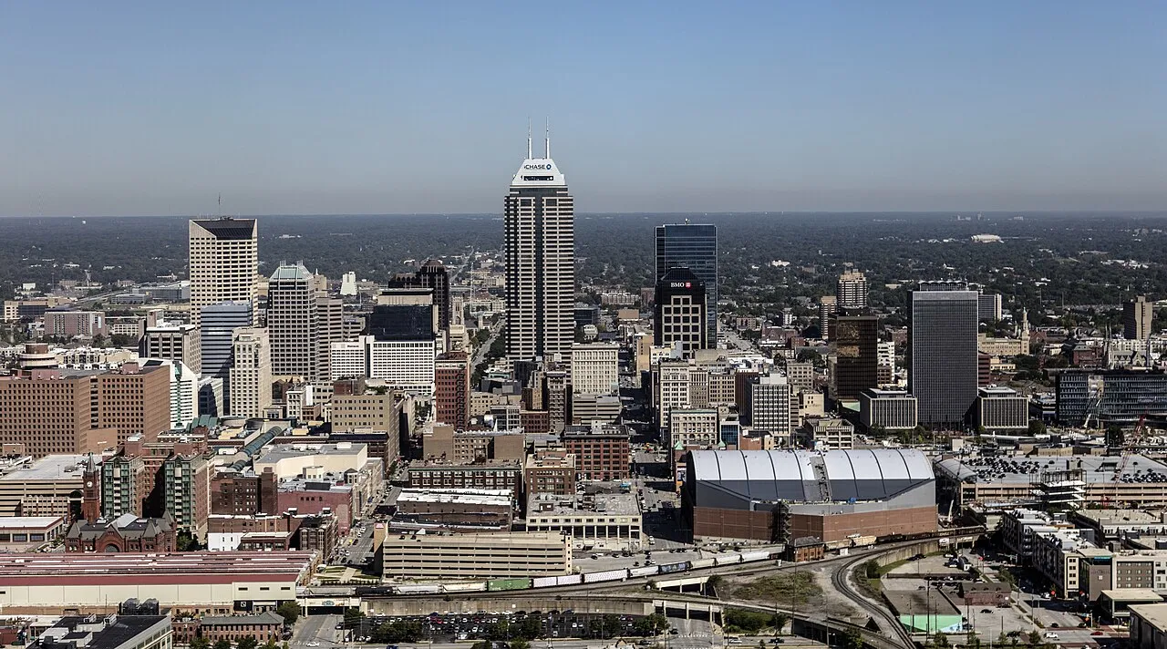 Pemandangan kota Indianapolis, ibu kota dan pusat bisnis di Indiana