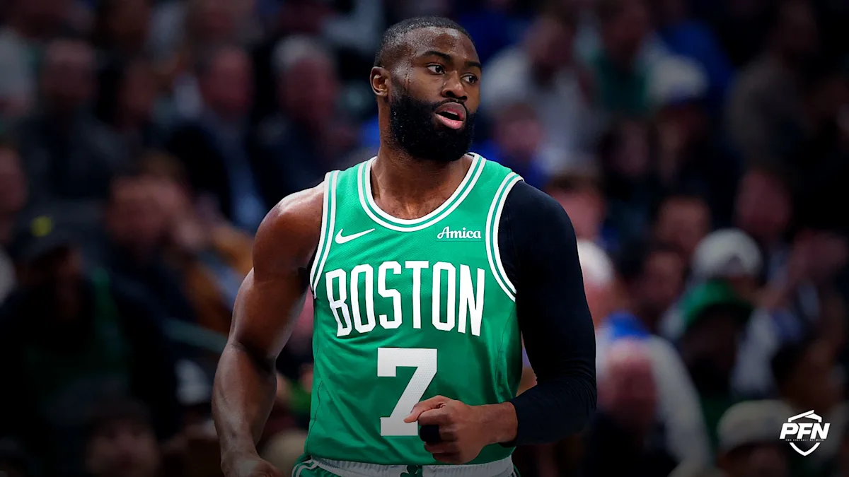 Jaylen Brown saat mengenakan jersey baru Philadelphia 76ers di NBA