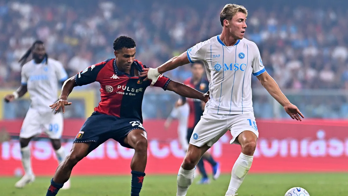Penyerang Napoli Rasmus Hojlund saat beraksi di lapangan
